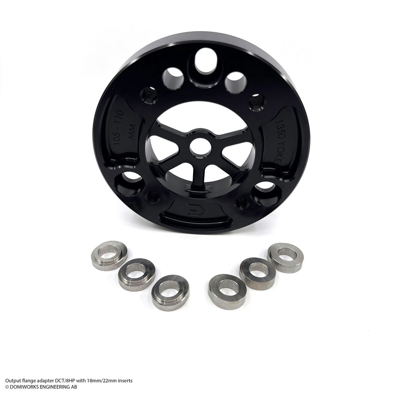 Domiworks 8HP / DCT OUTPUT FLANGE ADAPTER 105-110MM WITH 18MM OR 22MM INSERTS - 1350 YOKE